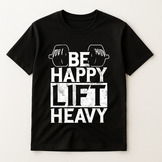 BE HAPPY LIFT HEAVY T-SHIRT