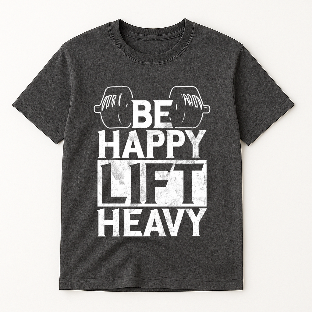 BE HAPPY LIFT HEAVY T-SHIRT