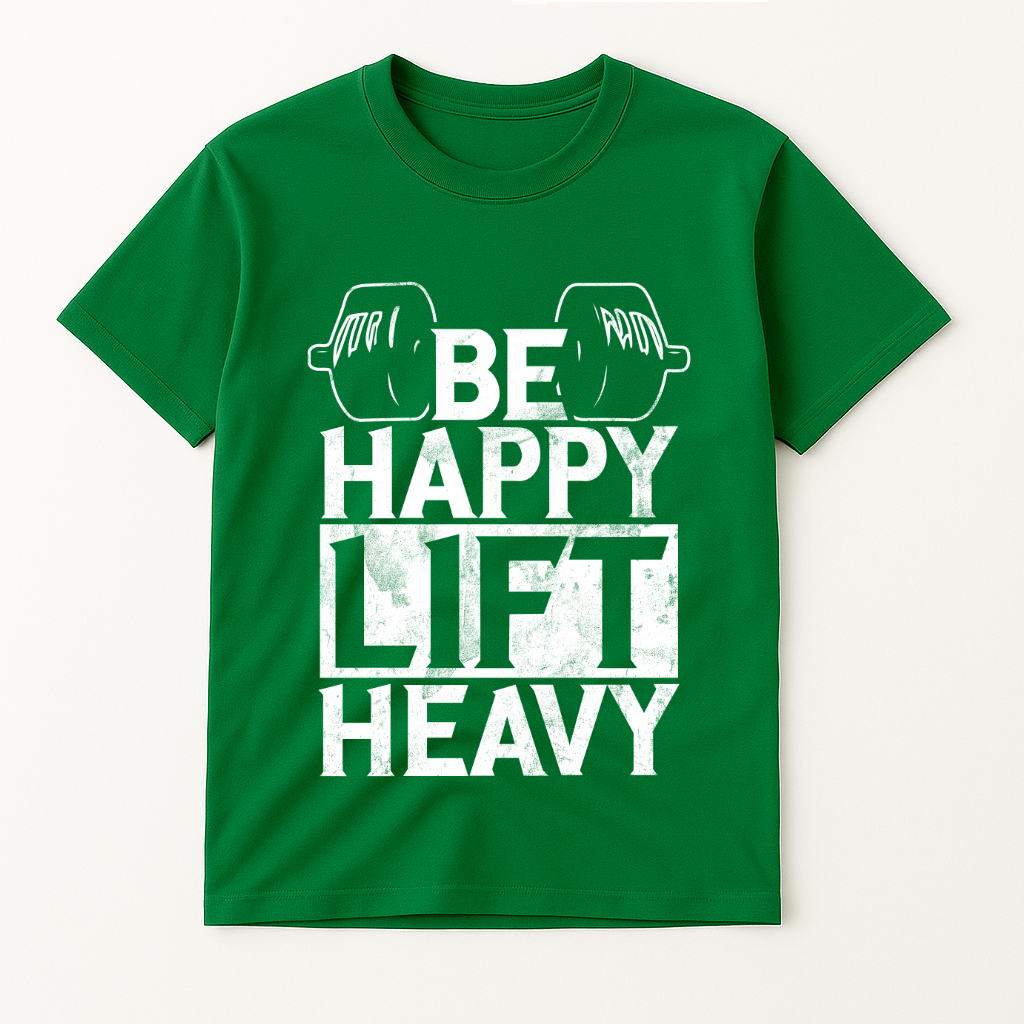 BE HAPPY LIFT HEAVY T-SHIRT