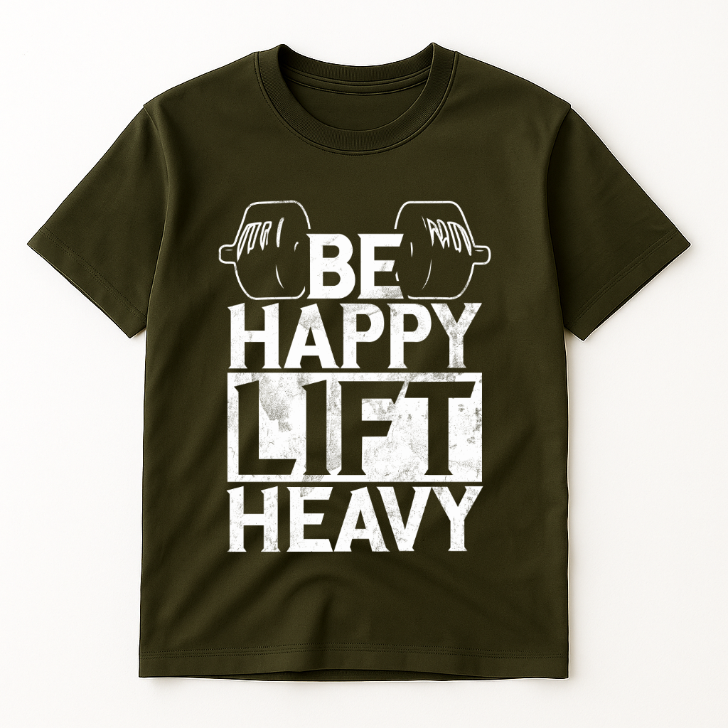 BE HAPPY LIFT HEAVY T-SHIRT