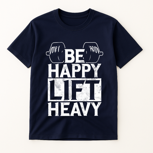 BE HAPPY LIFT HEAVY T-SHIRT