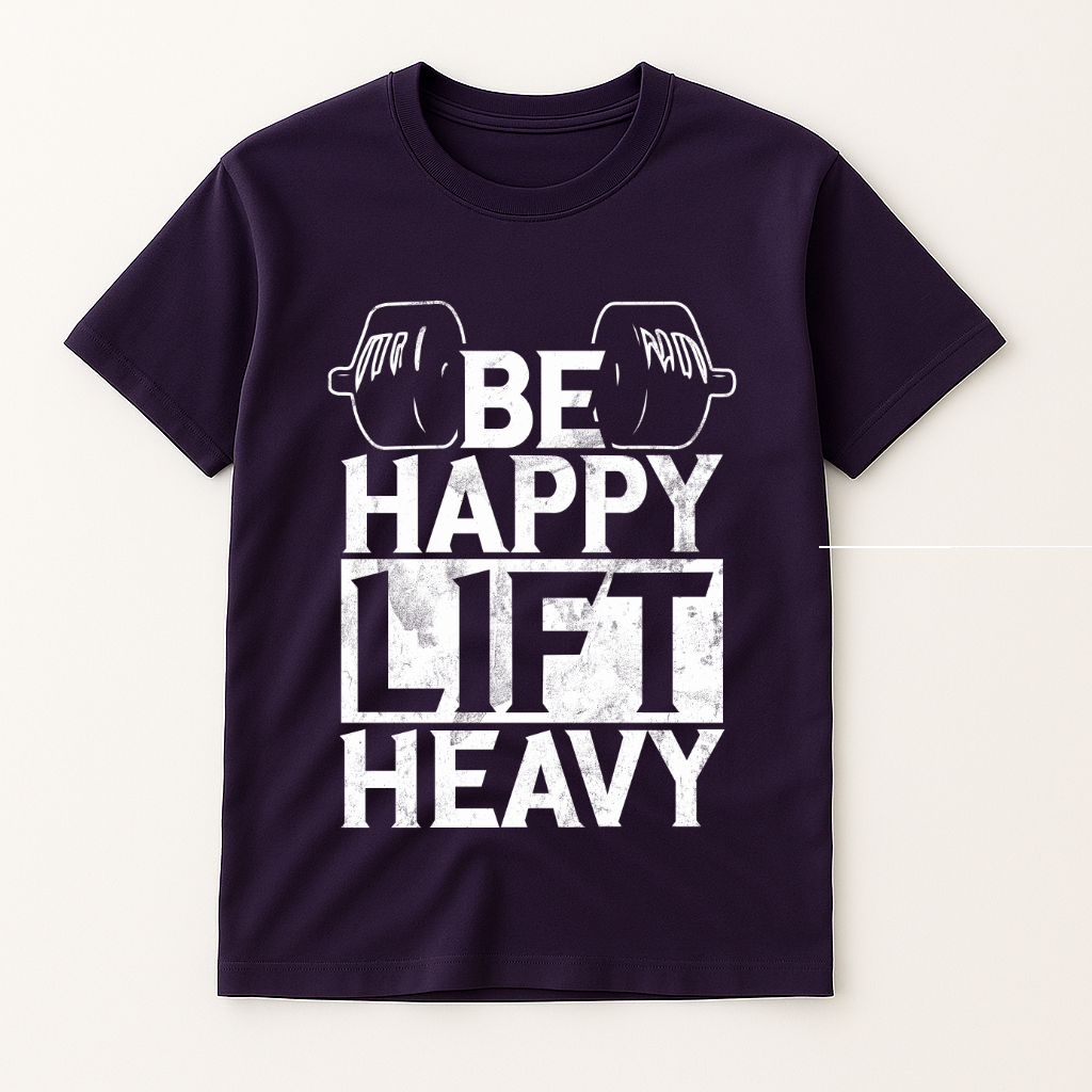 BE HAPPY LIFT HEAVY T-SHIRT