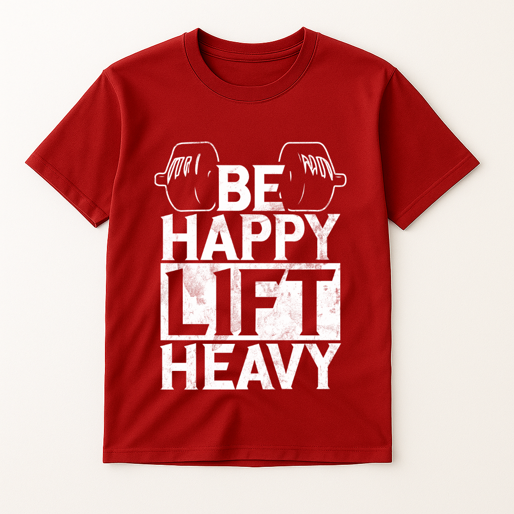 BE HAPPY LIFT HEAVY T-SHIRT