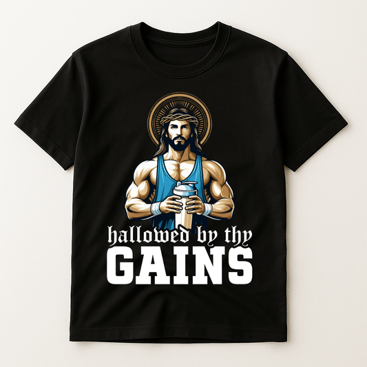 HALLOWED BY THE GAINS T-SHIRT