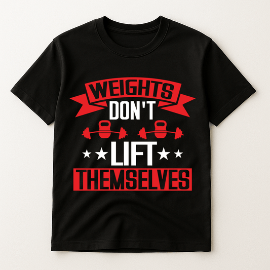 WEIGHTS DON'T LIFT THEMSELVES T-SHIRT