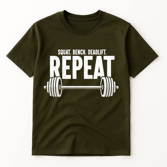 SQUAT.BENCH.DEADLIFT REPEAT T-SHIRT