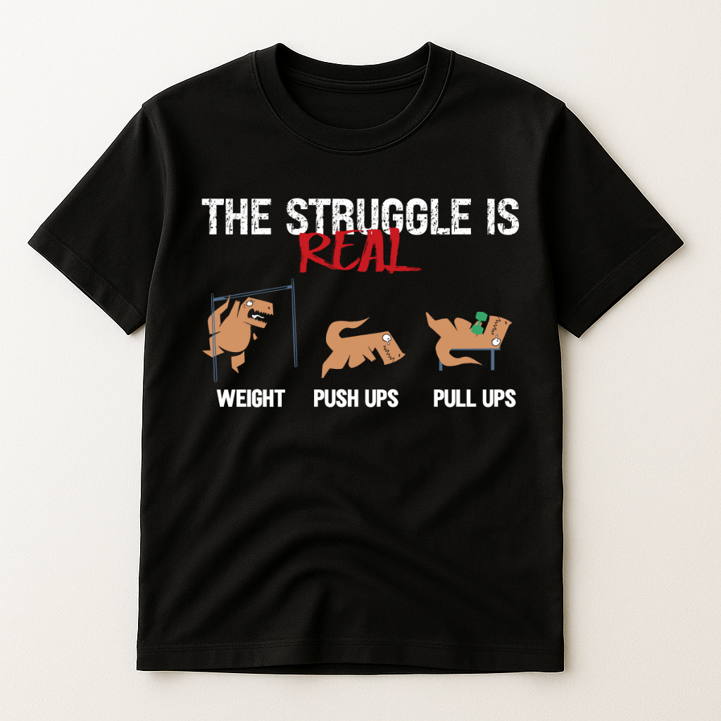 THE STRUGGLE IS REAL DINO T-SHIRT